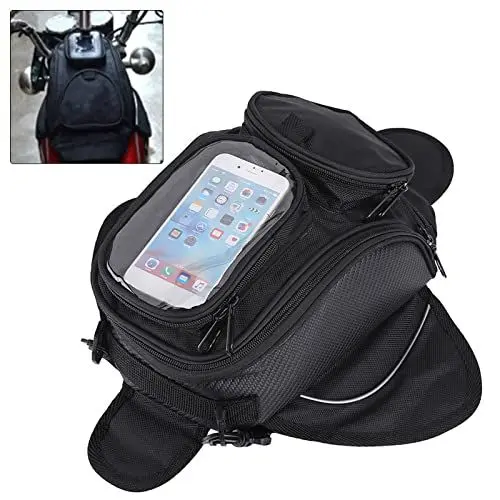 Produktbild: WPKD BLUEIY Motorrad Tankrucksack, wasserdichte Universelle Motorrad Satteltaschen mit Durchsichtiger Handytasche, Starke Magnet und Schnallenbefestigung Viele Taschen Kraftstofftanktasche