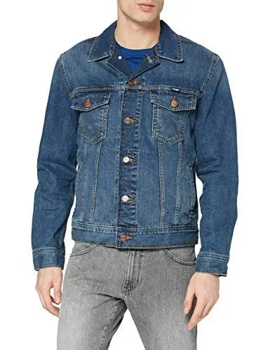 Produktbild: Wrangler Herren Classic Denim Jacket Jeansjacke, Blau (Mid Stone), 3XL