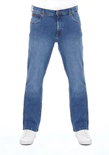 Produktbild: Wrangler Herren Jeans Regular Fit Texas Stretch Hose Blau Authentic Straight Jeanshose Denim Hose Baumwolle Blue w40, Farbe: Blue Whirl, Größe: 40W / 30L