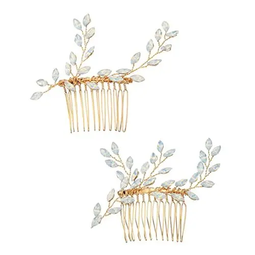 Produktbild: WRITWAA 1 Paar Braut Haarschmuck Haarkämme mit Glitzer Rhinestones Jelly Farbige Haarschmuck Deko für Bräute für Feste Partys Tänze und Besondere Anlässe