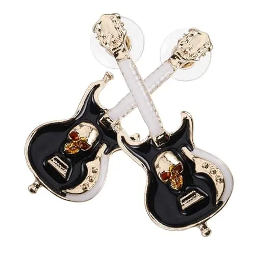 Produktbild: WRITWAA 1 Paar Gitarrenohrringe Gitarren Accessoires Ohr Zubehör Ohrringe-Zubehör Ohrstecker Ohrringe Schmuck Ohrringe im Hip-Hop-Stil Instrumentenschmuck Musik Ohrringe Ohrschmuck Metall