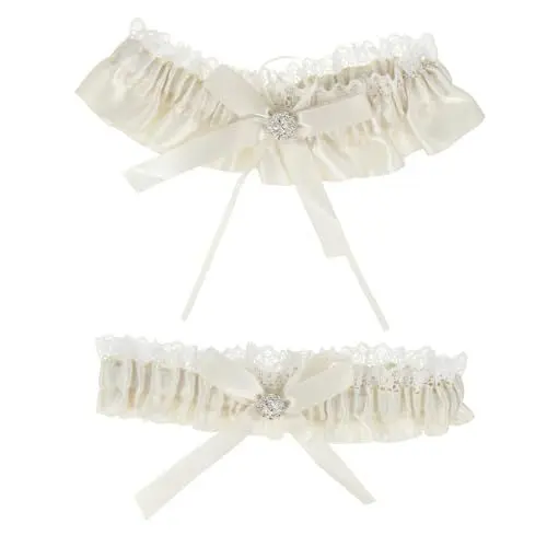 Produktbild: WRITWAA 1 Paar Schleifenspitze Für Damen Elegantes Brautset Zartes Hochzeitsaccessoire Elastisch Und Bleibt An Ort Und Stelle