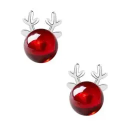 Produktbild: WRITWAA 1 Paar Süße Elch Ohrstecker Aus Sterlingsilber Ohrringe Weihnachts Ohrstecker Schmuck Elch Ohr Accessoires Urlaub Rentier Ohrringe Damen Ohrringe Rot