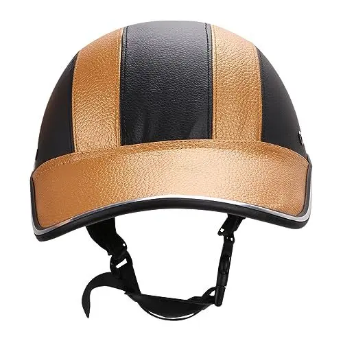 Produktbild: WRITWAA Reithelm in Baseballform Netzpolsterung Bequem Und Sicher Für Radfahren Outdoor-Sport Schwarz/Gold Größe Zufällige Farbe