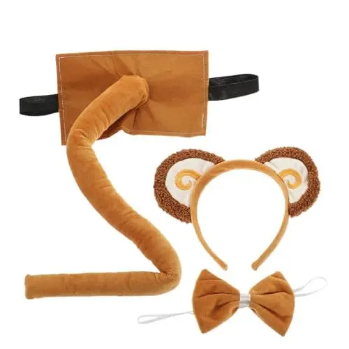 Produktbild: WRITWAA Affen-thema Stirnband Ohren Tier Kostüm Requisiten Fliege Für Cosplay Party Bühnenauftritt