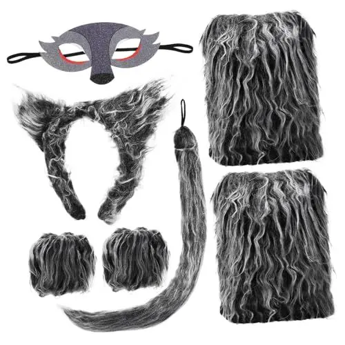 Produktbild: WRITWAA Kostümset 7-teilig Ohren Und -set Cosplay -requisite Pelztierkostüm Rollenspiel-zubehör Geburtstagsparty-kostüme