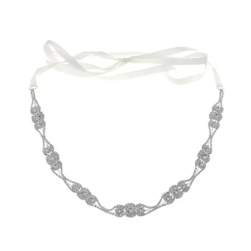 Produktbild: WRITWAA 1stk Gürtel Aus Strass Braut Schärpe Strass Brautkleid Gürtel Glitzergürtel Schärpe Für Hochzeitskleid Gürtelapplikation Hochzeitskleid Schärpe Gürtel Korsett Silver Legierung