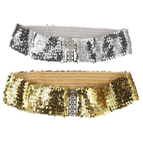 Produktbild: WRITWAA Gürtel Elastischer Pailletten-kleidgürtel Pailletten-kleidgürtel Für Damen Stretch-elastischer Bund Mit Schnalle