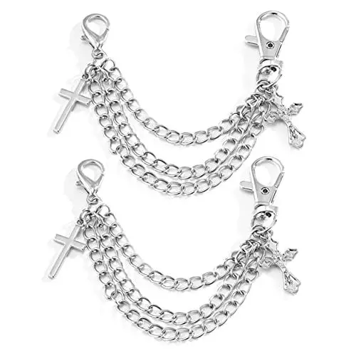 Produktbild: WRITWAA 2St Schuhkette cross necklaces women boots schnürsenkel set Schuhaccessoires modeschmuck Damen-Sneaker Kettenfußkettchen für Frauen Schuhkreuzkette Sneaker-Zubehör Legierung Silver