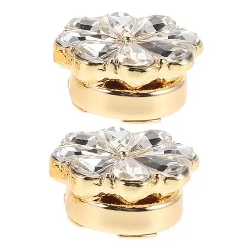 Produktbild: WRITWAA 2 StüCk Elegante Strass-ManschettenknöPfe FüR Damen, Kristall-Blumen-Knopfabdeckungen, Goldene Legierung, SchmuckzubehöR FüR Hemden Und Kleider
