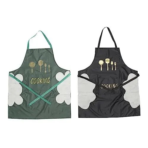 Produktbild: WRITWAA Küchenschürze Mit Einfachem Design Polyester Kochschürzen Ölwaschbar 2er-Pack