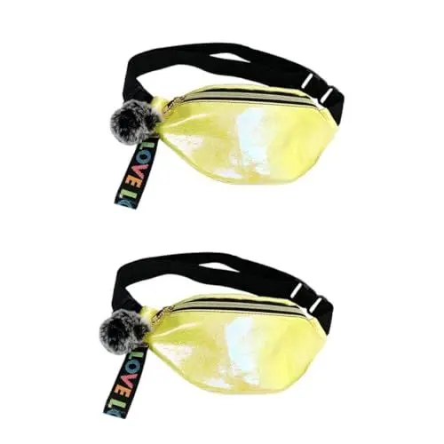 Produktbild: WRITWAA 2st Riementasche Trendige Geldbörsen Glänzende Kulturbeutel Damen Geldbörse Gürteltasche Für Mädchen Rosa Geldbörsen Für Damen Geldbörse Mit Reißverschluss Umhängetasche Yellow