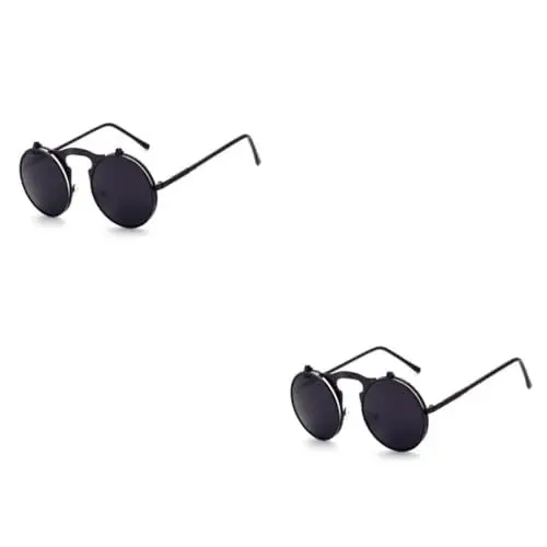 Produktbild: WRITWAA 2st Runde Sonnenbrille Für Damen Steampunk-brille Runde Damensonnenbrille Metallic-sonnenbrillen Für Damen Damen-sonnenbrille Damen Brille Hoch Jahrgang Prinz Spiegel Muschelschale