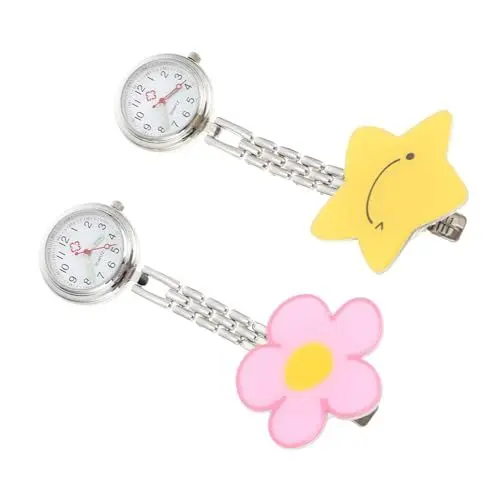 Produktbild: WRITWAA 2st Taschenuhr Clipuhren Aus Zweiter Hand Damenuhr Leuchtende Schwesternuhr Schwesternuhren Für Damen Clip-Uhr Einziehbar Clip-Kragen-Uhr Brustuhr E-Clips Rostfreier Stahl