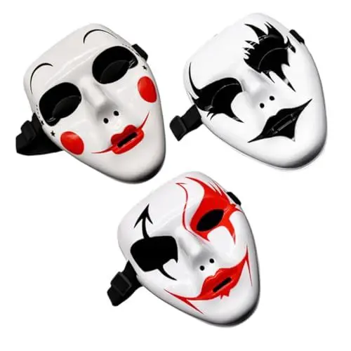 Produktbild: WRITWAA 3-teiliges Halloween-maskenset für Erwachsene Handbemalt Pelzig Cosplay-maskenset für Maskerade-partys Dekoration
