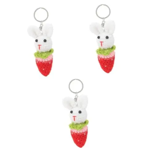 Produktbild: WRITWAA 3st Schlüsselanhänger Aus Wolle Hasen Schlüsselanhänger Kleiner Schlüsselanhänger Hase Schlüsselanhänger Geldbörsenanhänger Schlüsselanhänger Für Geldbörse Taschendekor Garn