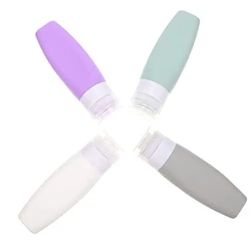 Produktbild: WRITWAA 4 Stück Flaschen Shampoo-Behälter klein Toilettenartikel quetschen zusammendrückbar Reiseartikel leere Lotionstasche nachfüllbare Flasche Shampoo-Tasche Kieselgel