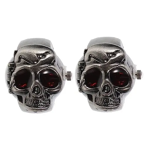 Produktbild: WRITWAA 4stücke Vintage Punk Skull Ringuhr Mit -deckel Kreative Fingeruhr Für Herren Und Damen Modische Ergänzung Für Partys Geburtstage Und Besondere Anlässe