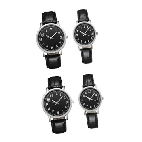 Produktbild: WRITWAA 4 Stück Paar Beobachten Damengeschenke Paar Uhren Männer Und Frauen Geschäftsanzug DREI-Zeiger-Uhr Aus Verstellbare Lederuhr Geschäftsuhren Glas Quarz Mann Einstellen