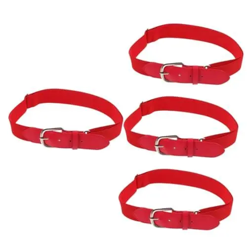 Produktbild: WRITWAA 4stücke Baseball Gürtel Für Jugendliche Und Erwachsene Elastischer Softballgürtel Verstellbar Und Strapazierfähig Für Sport Und Klassischer Stil Rot