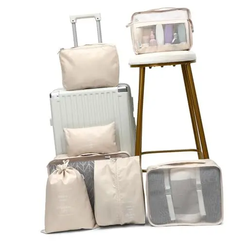 Produktbild: WRITWAA 8 Teiliges Set Gepäckaufbewahrungstaschen Kleidung Packtaschen Gepäck Organizer Koffer Packtaschen Gepäckaufbewahrungsbeutel
