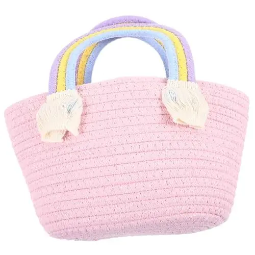 Produktbild: WRITWAA Robuste Gewebte Tasche Aus Baumwollseil Strandhandtasche Urlaubstasche Für Damen Große Kapazität Zufällige Farbe