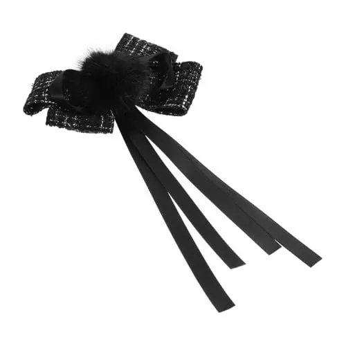 Produktbild: WRITWAA Große Schwarze Brosche Mit Schleifen Design Eleganter Anstecker Für Hemdkragen Modische Kleidung Festliche Anlässe Hochzeit Cocktailpartys Als Krawattennadel Oder Für