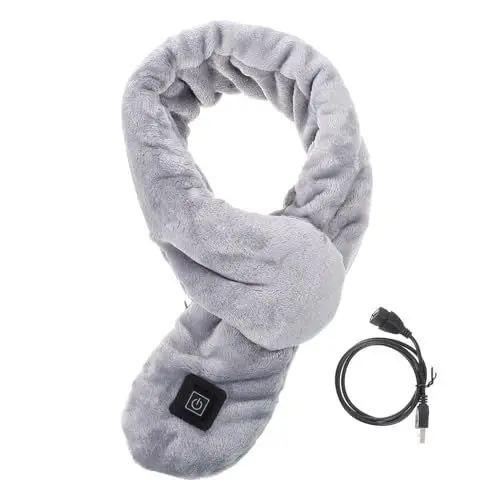Produktbild: WRITWAA Heizung Lätzchen Tragbares Kabelloses Heizkissen Kabelloses Heizkissen Wiederaufladbar Warmer Schal Beheizter Schal Wiederaufladbarer Schal Usb-halstuch Kurzer Plüsch Grey