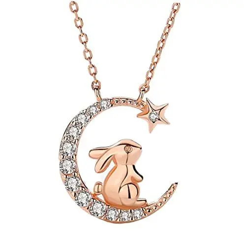 Produktbild: VALICLUD Sterling-halskette Dekorative Kette Für Mädchen Silberne Halskette Mond-/stern-design Eleganter Und