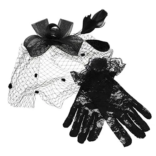 Produktbild: WRITWAA Fascinator und Handschuhe Set Fascinator Hut Schleife Clip für Hochzeit Abendveranstaltungen