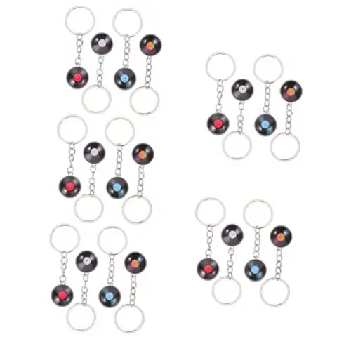 Produktbild: WRITWAA Taschenanhänger 20 Stk Schlüsselanhänger aufnehmen DJ-Anhänger-Schlüsselanhänger Metalldekor Schlüsselbund Geschenke Schlüsselanhänger aus Vinyl-Schallplatten schlüssel dekoration