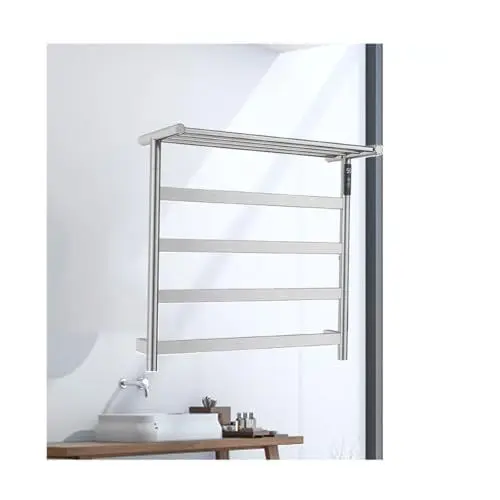 Produktbild: WRJAHCG Handtuchheizkörper Elektrisch Mit Thermostat,Edelstahl Elektrischer Handtuchtrockner,Handtuchwärmer Badheizkörper,Brushed,Hard Wired