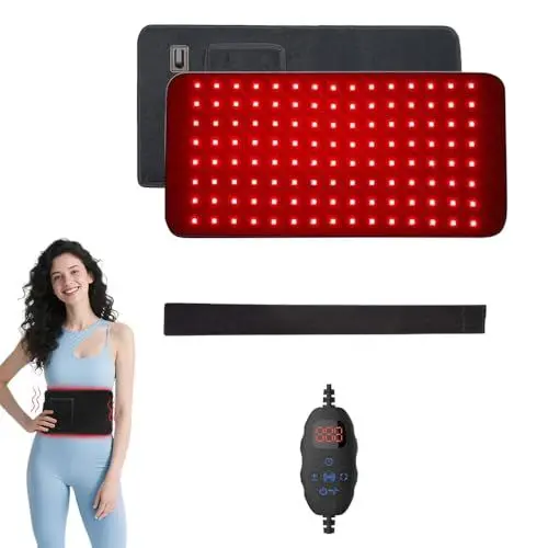 Produktbild: WRQIOO 120LEDs Rotlichttherapie Gürtel, 660 NM & 850 NM Infrarottherapie, 5 Stufen Leistung & Vibrationen Massage Red Light Therapy, 10 Hz 40Hz Gepulster Controller, Lindert Schmerzen