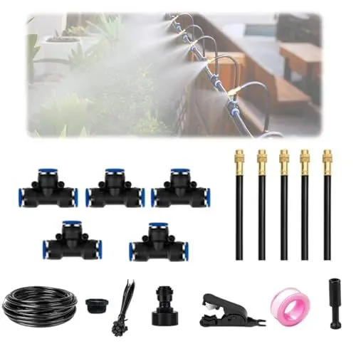 Produktbild: WRQIOO BewässerungsSystem Garten, 5M/16FT Automatische Garten Bewässerung Set, 360° Curved Bewässerungssystem Gewächshaus, Tropfbewässerungssystem für Balkon Flower Bed Terrasse Pflanzen