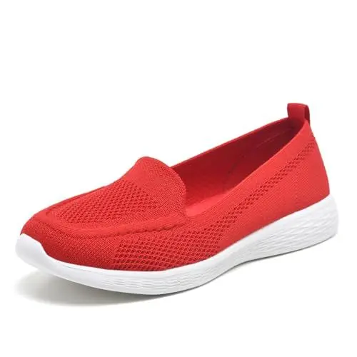 Produktbild: Wryweir Frauen Laufschuhe Turnschuhe Sportschuhe Sneakers Halbschuhe Loafers Slippers leicht atmungsaktive Workout Bequem Mesh Wandern A/Rot 39.5 EU