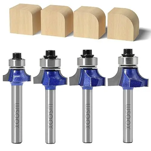 Produktbild: WSOOX 4 Stück Abrundfräser Standard Fräser Set für Holz mit 6mm Schaft, Fräser für Oberfräse Set
