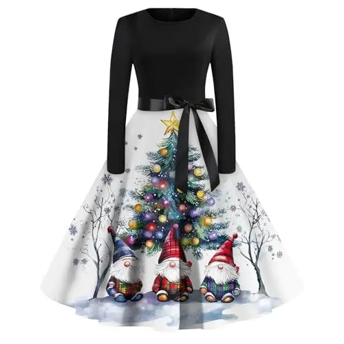 Produktbild: WSYZXXN Strickkleid mit Weihnachtsmotiv Weihnachtspulloverkleider Kleider Weihnachten Damen Weihnachtskleider Damen Ugly Christmas Dress Weihnachtskleid Damen Baumwolle Kleid Weihnachten