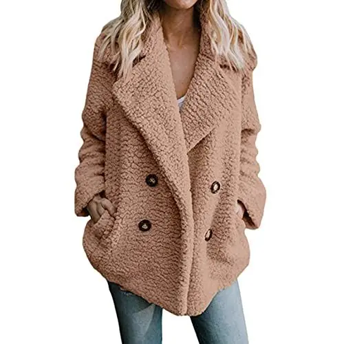 Produktbild: WSYZXXN Teddy Jacken Für Damen Karo Mantel Damen Damen Mantel Rot Winter Übergangsparka Damen Herbst Jacke Frauen Winter Damen-Mäntel Wollmantel Damen Schwarz Damen Jacke Kariert Brauner Mantel