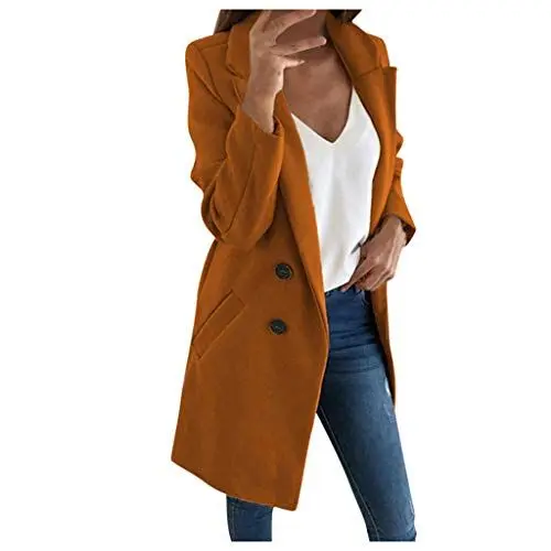 Produktbild: WSYZXXN Women Coat Filzjacke Damen Frau Jacke Winter Strickjacke Damen Herbst Wollmantel Damen Schwarz Kurzmantel Damen Schwarz Karierte Jacke Damen Kurz Jaket Fur Damen Damen Mantel Gelb Damen