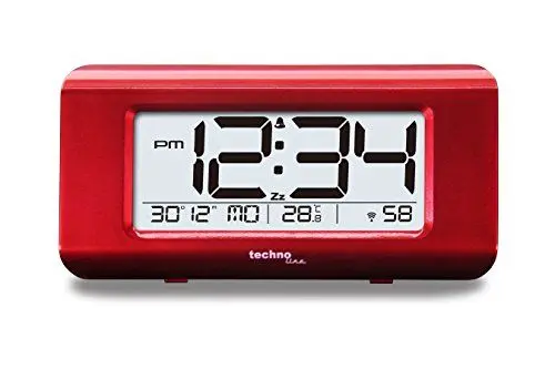 Produktbild: Technoline WT 197 - eleganter Funkwecker mit Temperaturanzeige, rot-metallic, 14,5 cm x 38,8 cm x 7,2 cm