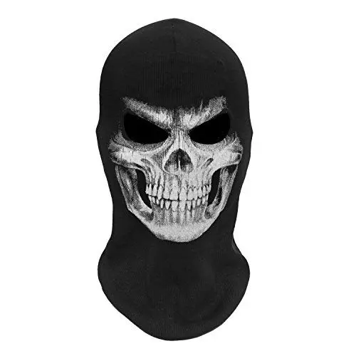 Produktbild: WTACTFUL Scary Skull Balaclava Ghost Death Mask Motorradfahren Skifahren Snowboarden Cosplay Kostüm Halloween Party Winter Sommer Einfaches Design Schwarz