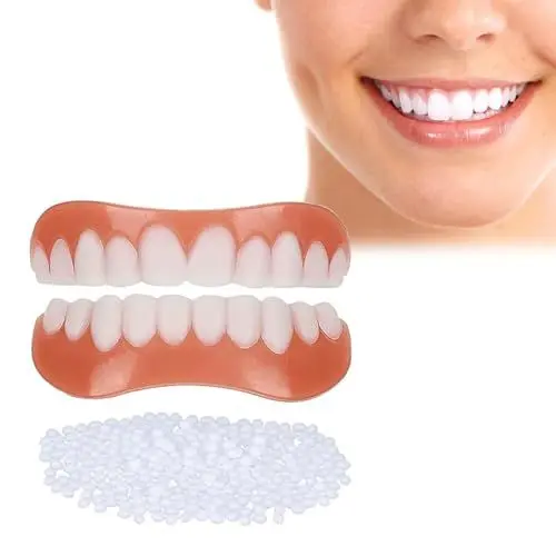 Produktbild: Wttfc 2 Paare Zähne Veneers,Silikon-Reline Gebiss-Set für obere und untere Zähne, Soft Denture Reline Kit,Silicone Reline Denture Set, Dentures, ZahnprotheseSilicone Reline Denture Set