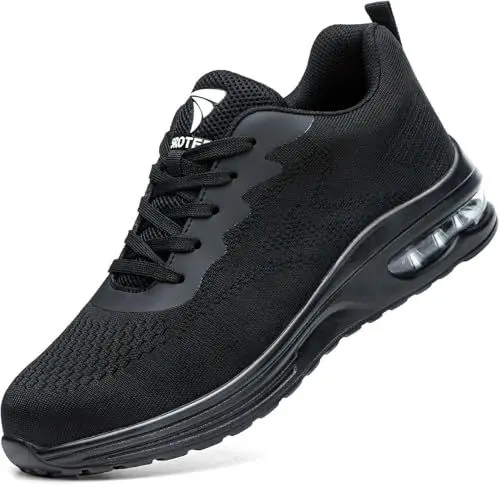 Produktbild: WUAYAMI Sicherheitsschuhe Arbeitsschuhe Herren Damen Leicht Atmungsaktiv Stahlkappenschuhe Sportlich Schutzschuhe rutschfeste mit Stahlkappe Sneaker, Schwarz, 47 EU