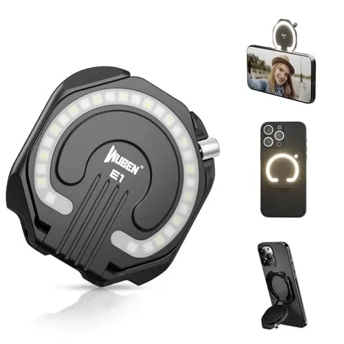 Produktbild: WUBEN E1 LED Mini Taschenlampe Aufladbar, 300 Lumen Taschenlampe Klein 3000-6000K 3 Lichtmodi Tragbares Selfie Licht Handy Mit holster Magnetische EDC Taschenlampe für Phone Camping Notfälle (Schwarz)