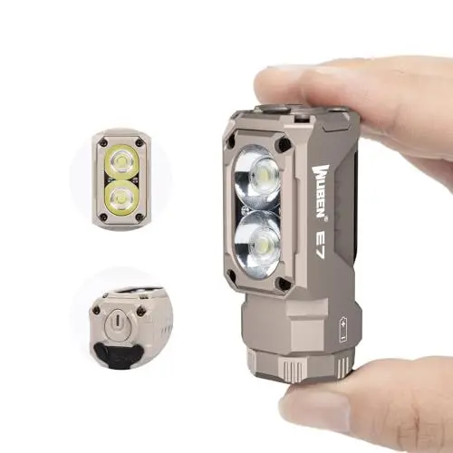 Produktbild: WUBEN E7 1800 Lumen Khaki Wiederaufladbare Mini-Taschenlampe mit Magnet – superhelle 6 Modi EDC-Taschenlampe, wiederaufladbare Typ-C-LED·· IP68-Taschenlampe für Stirnlampen, Rettung, Camping
