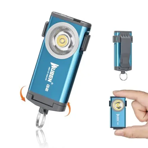 Produktbild: WUBEN G2 LED Mini Taschenlampe 500 Lumen Schlüsselbundlicht Wiederaufladbar Tragbar Magnetisches Schlankes COB Lampe Mit Rückenclip 5 Modi Licht EDC Taschenlampe Für Reisen Camping Suche (Blau)