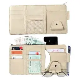 Produktbild: WUDQIJI Auto Sun Visor Organizer Auto Sonnenblende Organizer Auto-Sonnenblende-Organizer Auto Sonnenblende Tasche Sonnenblendentasche für Mobiltelefone Karten Bankkarten Sonnenbrillen (Stil 1)
