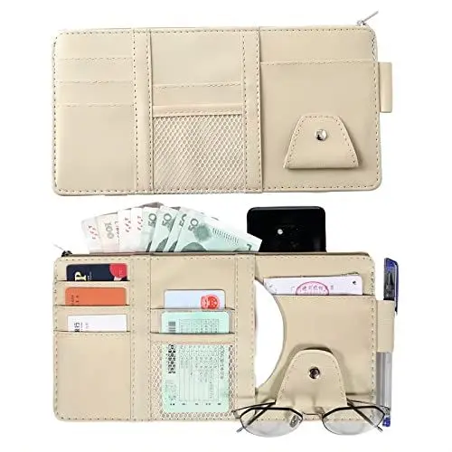 Produktbild: WUDQIJI Auto Sun Visor Organizer Auto Sonnenblende Organizer Auto-Sonnenblende-Organizer Auto Sonnenblende Tasche Sonnenblendentasche für Mobiltelefone Karten Bankkarten Sonnenbrillen (Stil 1)