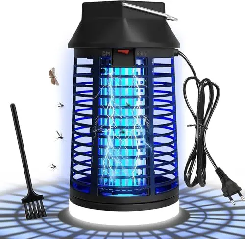 Produktbild: WUEAOA Insektenvernichter elektrisch Mit LED Lampe, Mückenlampe 4200V mit 15W UV Lampe, wirksame mückenabwehr mückenschutz, Wasserdicht IPX4, fliegenfalle elektrisch für Mücken, Motte, fliegen