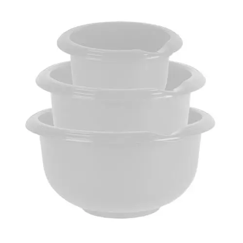 Produktbild: Wüllner & Kaiser Rührschüssel Set mit 1,5 l, 2,5 l und 3,5 l, Schüssel zum Vermischen von Backzutaten, Teigschüssel mit Schüttrand, weiß
